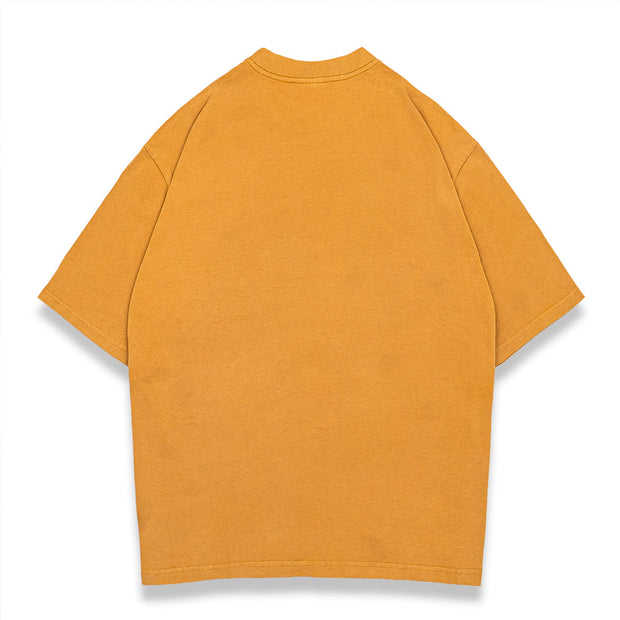 Washed street style plain T-shirt - Yellow