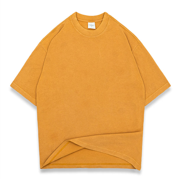 Washed street style plain T-shirt - Yellow