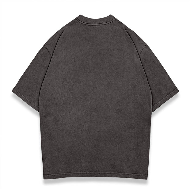 Washed street style plain T-shirt - Black