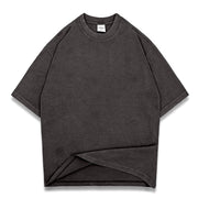 Washed street style plain T-shirt - Black