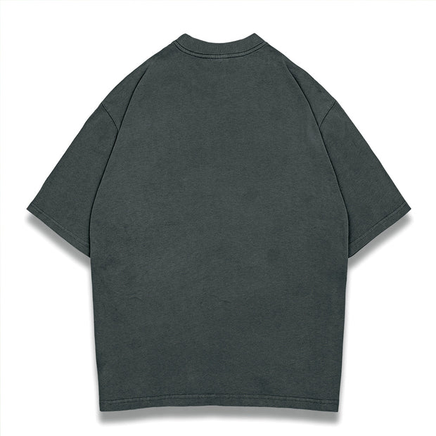 Washed street style plain T-shirt - Grey