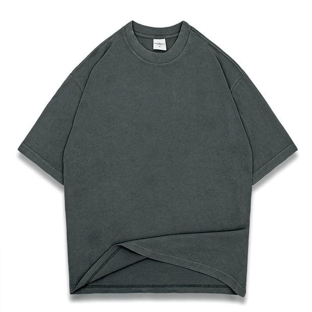 Washed street style plain T-shirt - Grey