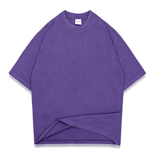 Washed street style plain T-shirt - Purple