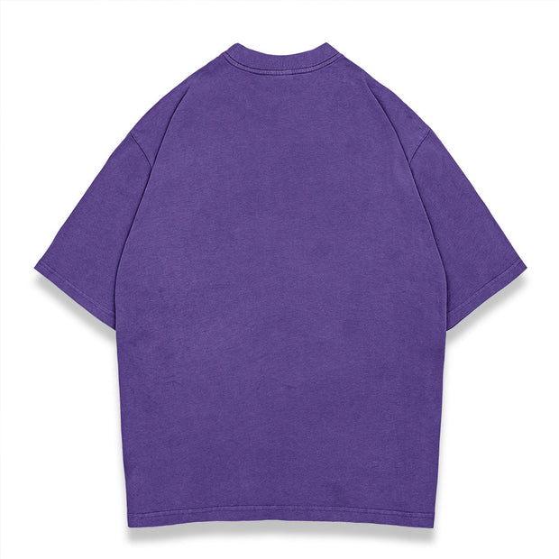 Washed street style plain T-shirt - Purple