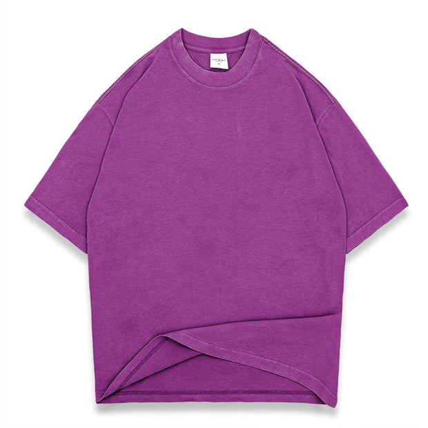 Washed street style plain T-shirt - Pink