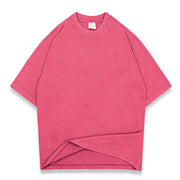 Washed street style plain T-shirt - Peach