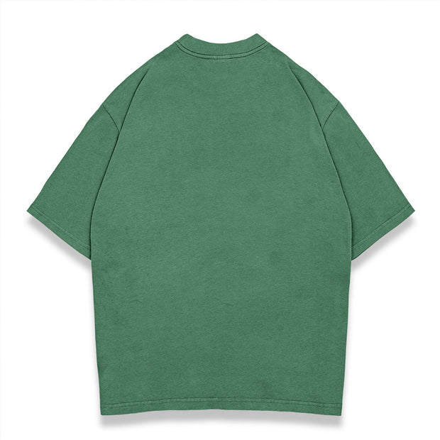 Washed street style plain T-shirt - Green