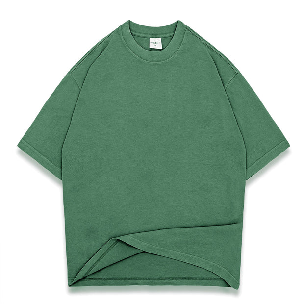 Washed street style plain T-shirt - Green