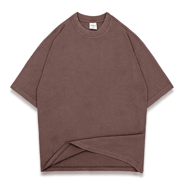 Washed street style plain T-shirt - Brown