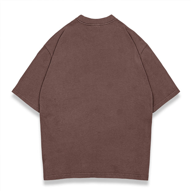 Washed street style plain T-shirt - Brown