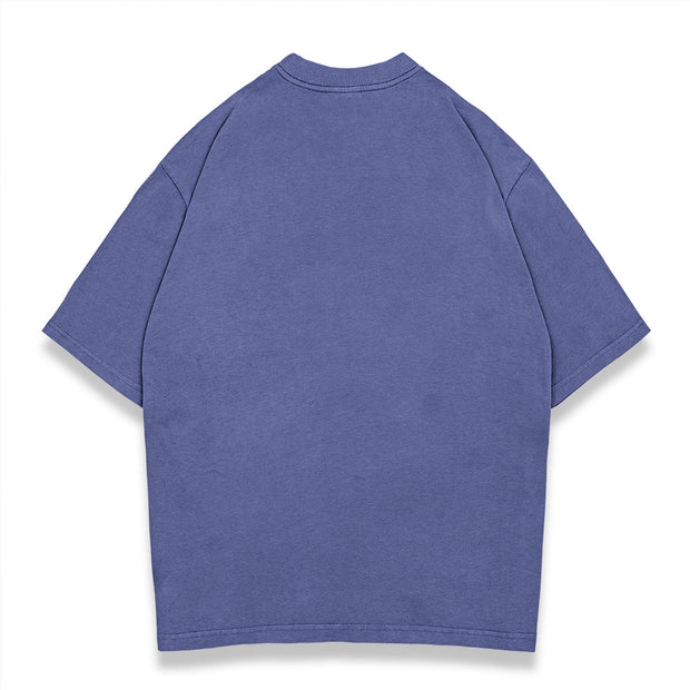 Washed street style plain T-shirt - Blue