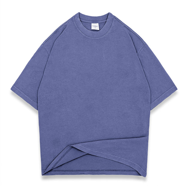 Washed street style plain T-shirt - Blue