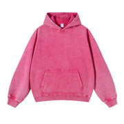 Street Loose Washed Hoodie-Pink