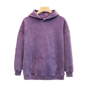 Street Loose Washed Hoodie-Purple