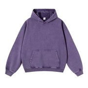 Street Loose Washed Hoodie-Purple