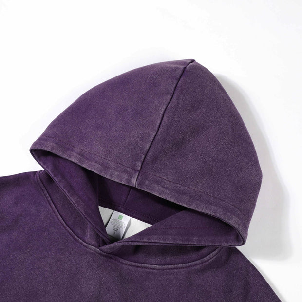 Street Loose Washed Hoodie-Purple