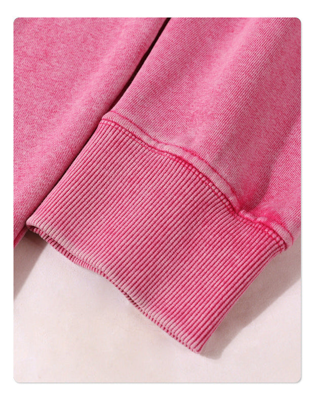 Street Loose Washed Hoodie-Pink